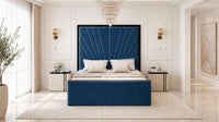 Naples Blue - Gatsby Sunray Luxury Art Deco Upholstered Bed Frame