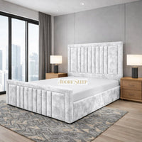 Crushed Velvet White - Milano Grand Luxury Channel-Tufted Upholstered Bed Frame