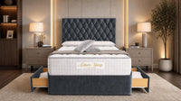 Naples Charcoal - Regency Diamond Luxury Divan Bed – Deep Button-Tufted Headboard with Premium Upholstered Frame & Storage