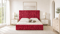 Crushed Velvet Red - Carlton Channel Luxury Ottoman Storage Bed