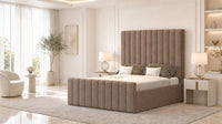 Naples Mink - Langham Column Luxury Panelled Ottoman Storage Bed