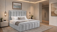 Plush Velvet Silver - Belgravia Regent Luxury Panelled Ottoman Storage Bed
