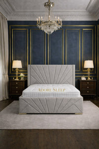 Naples Silver - Monaco Royale Luxury Fan-Panel Upholstered Bed Frame