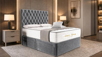 Naples Slate Grey - Regency Diamond Luxury Divan Bed – Deep Button-Tufted Headboard with Premium Upholstered Frame & Storage