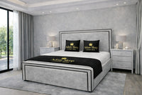 Naples Silver - Astoria Luxe Luxury Upholstered Bed Frame – Premium Panelled Headboard & Footboard