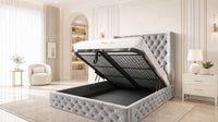 Plush Velvet Silver - Claridge Chesterfield Luxury Deep-Button Ottoman Storage Bed