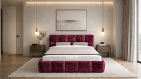 Crushed Velvet Aubergine - Aurelius Cloud Luxury Upholstered Ottoman Storage Bed