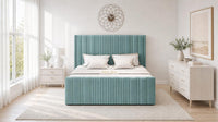 Plush Velvet Duck Egg - Savoy Ribbed Luxury Ottoman Storage Bed