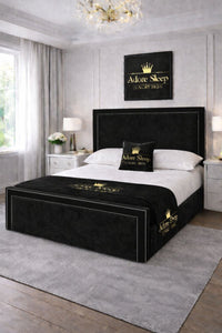 Plush Velvet Black - Imperial Regent Luxury Upholstered Bed Frame