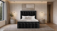 Crushed Velvet Black - Belgravia Regent Luxury Panelled Ottoman Storage Bed