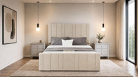 Naples Cream - Valentina Linear Luxury Upholstered Bed Frame