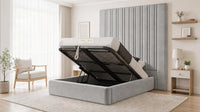 Plush Velvet Silver - Grosvenor Grand Channel Luxury Ottoman Storage Bed