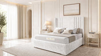 Crushed Velvet White - Harrogate Gallery Luxury Winged Upholstered Bed Frame