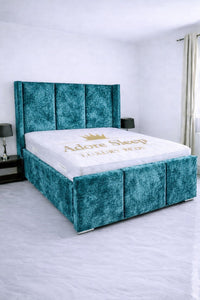 Crushed Velvet Teal - Aurelia Grand Luxe Upholstered Bed Frame