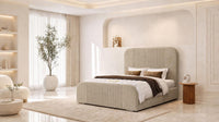 Naples Sand - Beaumont Arc Luxury Ribbed Ottoman Storage Bed