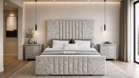 Crushed Velvet Champagne - Belgravia Luxury Ottoman Storage Bed – Premium Upholstered Gas Lift Bed Frame