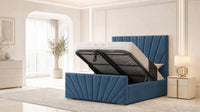 Naples Blue - Riviera Fan Luxury Sculpted Ottoman Storage Bed
