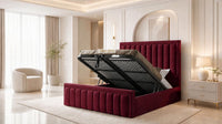 Plush Velvet Maroon - Buckingham Tailored Luxury Panelled Ottoman Storage Bed