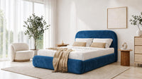 Naples Blue - Ellington Curve Luxury Upholstered Ottoman Storage Bed