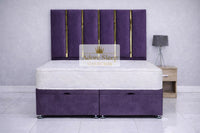 Naples Purple - Celestine Luxe Ottoman Divan Bed Frame – Luxury Panelled Upholstered Bed