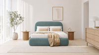 Plush Velvet Duck Egg - Ellington Curve Luxury Upholstered Ottoman Storage Bed