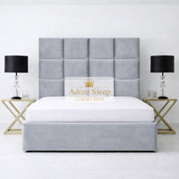 Plush Velvet Silver - Kensington Royale Luxury Ottoman Divan Storage Bed Frame – Premium Panelled Headboard
