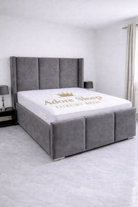 Plush Velvet Grey - Aurelia Grand Luxe Upholstered Bed Frame