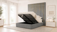 Naples Silver - Alisha Gold Strip Grandline Luxury Floor-Standing Ottoman Storage Bed