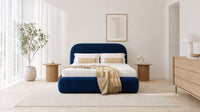 Plush Velvet Sapphire - Ellington Curve Luxury Upholstered Ottoman Storage Bed