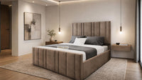 Naples Mink - Valentina Linear Luxury Upholstered Bed Frame