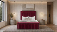 Plush Velvet Maroon - Belgravia Regent Luxury Panelled Ottoman Storage Bed