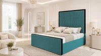 Plush Velvet Teal - Gatsby Sunray Luxury Art Deco Upholstered Bed Frame