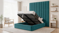 Plush Velvet Teal - Grosvenor Grand Channel Luxury Ottoman Storage Bed