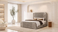 Crushed Velvet Mink - Beaumont Arc Luxury Ribbed Ottoman Storage Bed