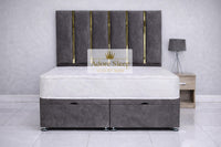 Naples Slate Grey - Celestine Luxe Ottoman Divan Bed Frame – Luxury Panelled Upholstered Bed