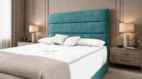 Plush Velvet Teal - Monaco Luxe Luxury Divan Bed – Premium Upholstered Panelled Headboard with Storage