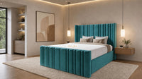 Plush Velvet Teal - Kensington Fluted Luxury Ottoman Storage Bed
