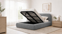 Plush Velvet Steel - Ellington Curve Luxury Upholstered Ottoman Storage Bed