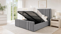 Plush Velvet Grey - Savoy Ribbed Luxury Ottoman Storage Bed