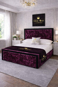 Crushed Velvet Aubergine - Imperial Regent Luxury Upholstered Bed Frame