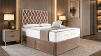 Naples Mink - Regency Diamond Luxury Divan Bed – Deep Button-Tufted Headboard with Premium Upholstered Frame & Storage