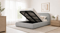 Plush Velvet Silver - Ellington Curve Luxury Upholstered Ottoman Storage Bed