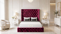 Crushed Velvet Aubergine - Claridge Chesterfield Luxury Deep-Button Ottoman Storage Bed