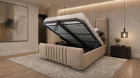 Naples Sand - Belgravia Luxury Ottoman Storage Bed – Premium Upholstered Gas Lift Bed Frame