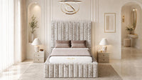 Crushed Velvet Champagne - Dorchester Wraparound Luxury Channelled Ottoman Storage Bed