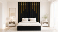 Plush Velvet Black - Alisha Gold Strip Grandline Luxury Floor-Standing Ottoman Storage Bed