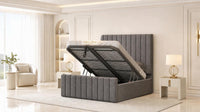 Naples Slate Grey - Langham Column Luxury Panelled Ottoman Storage Bed