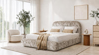 Crushed Velvet Champagne - Ellington Curve Luxury Upholstered Ottoman Storage Bed