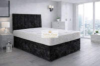 Crushed Velvet Black - Regency Lined Panel Luxury Solid Ottoman Storage Bed Frame