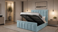 Plush Velvet Duck Egg - Belgravia Regent Luxury Panelled Ottoman Storage Bed